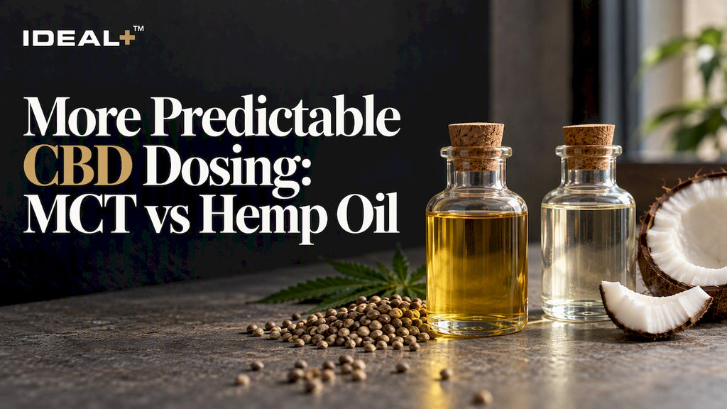 Glass vessels of MCT and hemp seed oil