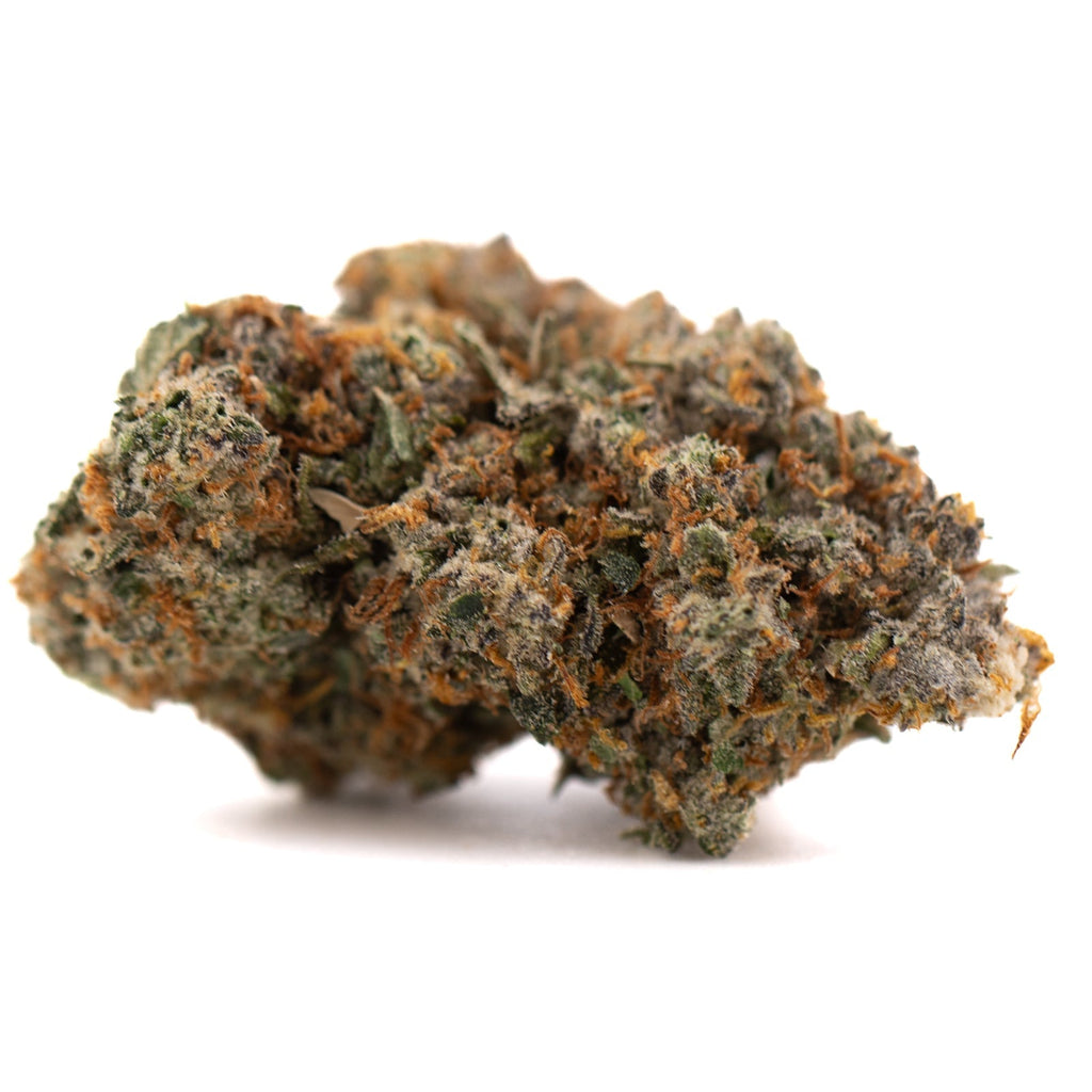 Premium Nectarine Jelly THCa flower bud with vibrant green hues and dense trichomes