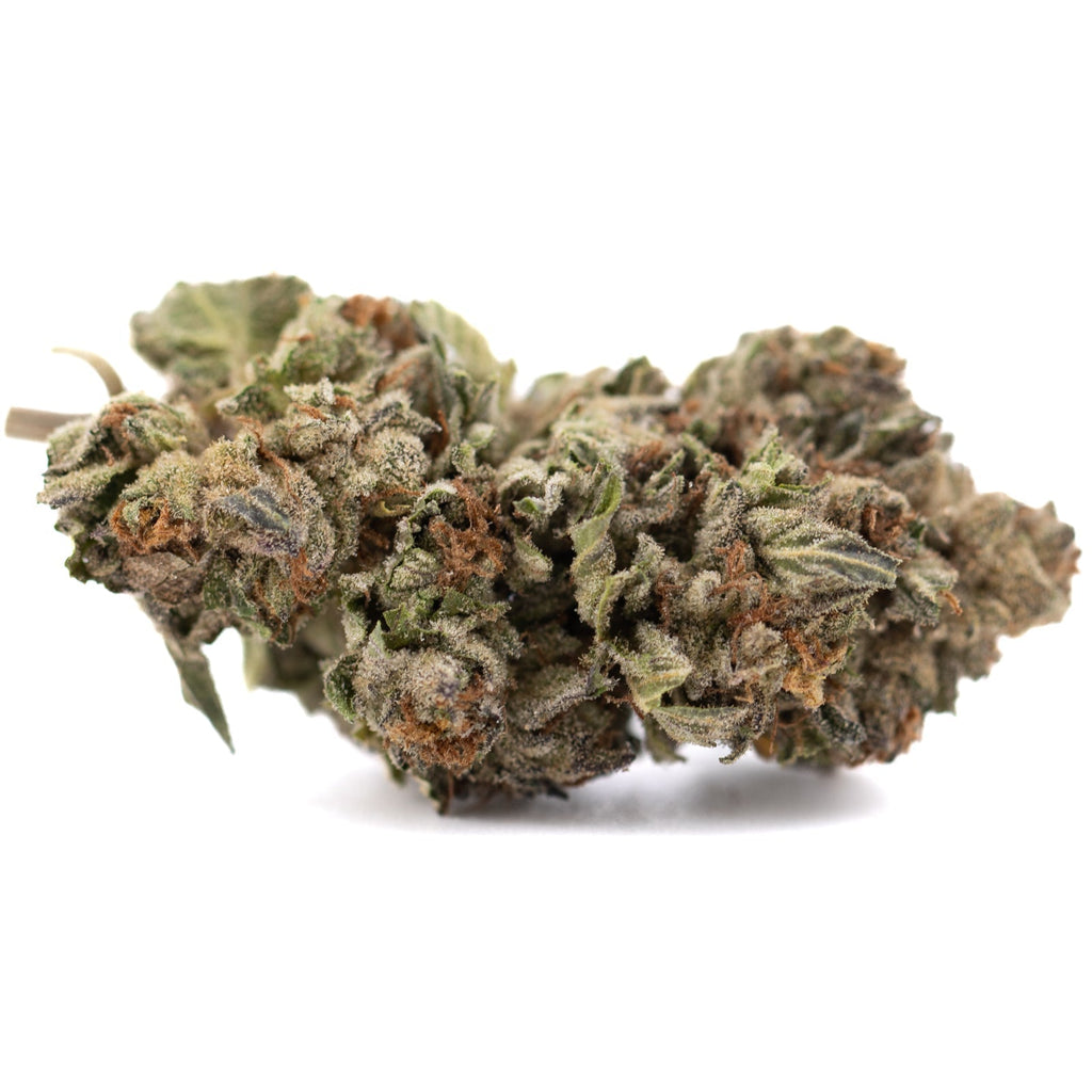 Premium Michigan cannabis bud with green and purple hues and dense trichomes for pure Michigan hemp flower